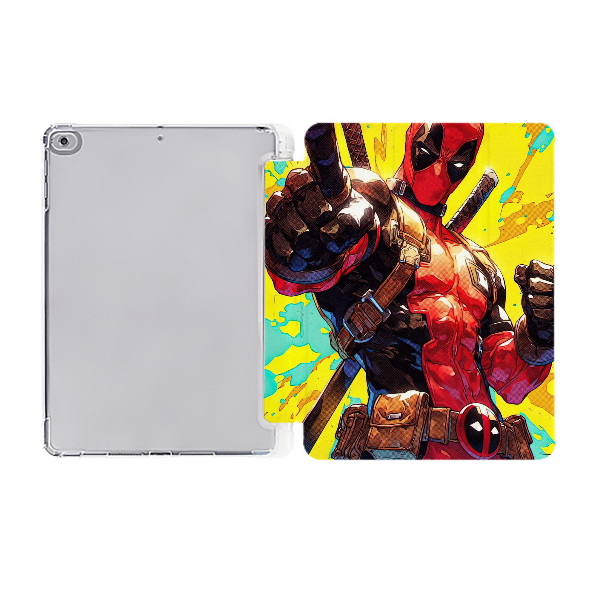 （画像用） Deadpool デッドプール IPad ケース ペン収納付き 三つ折りスタンド PUレザー×シリコン 対応機種9.5/10.5/10.9インチ